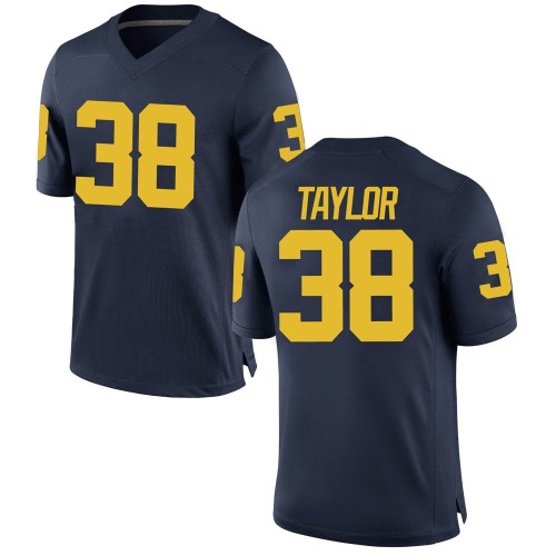 Joe Taylor Michigan Wolverines Men's NCAA #38 Navy Replica Brand Jordan College Stitched Football Jersey VEM6054UJ